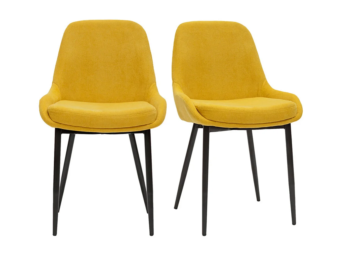 Set de 2 sillas de tejido efecto aterciopelado amarillo mostaza HOLO
