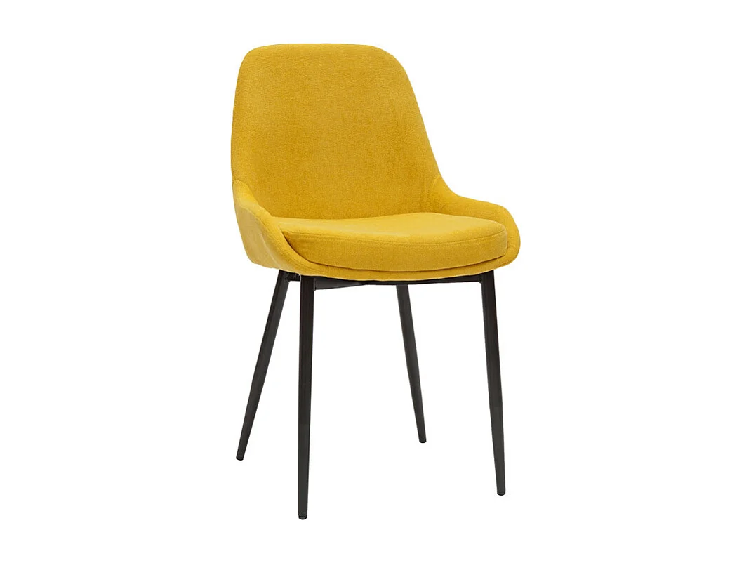 Set de 2 sillas de tejido efecto aterciopelado amarillo mostaza HOLO