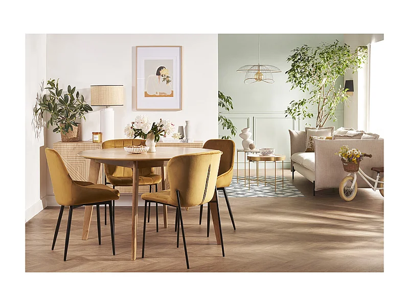 Sedie in tessuto effetto velluto giallo senape (set di 2) HOLO