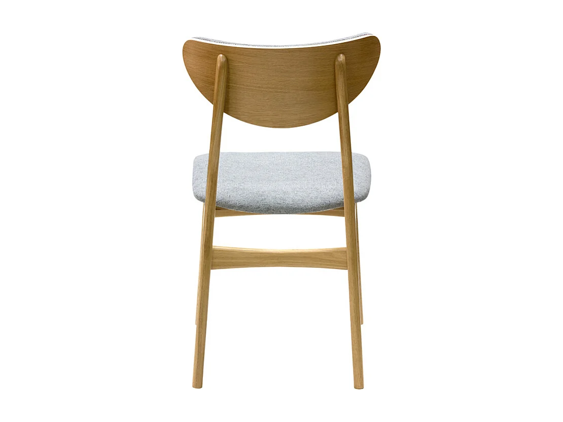 Sedie scandinave in tessuto effetto velluto testurizzato grigio chiné e legno chiaro massello di rovere (set di 2) MAYA