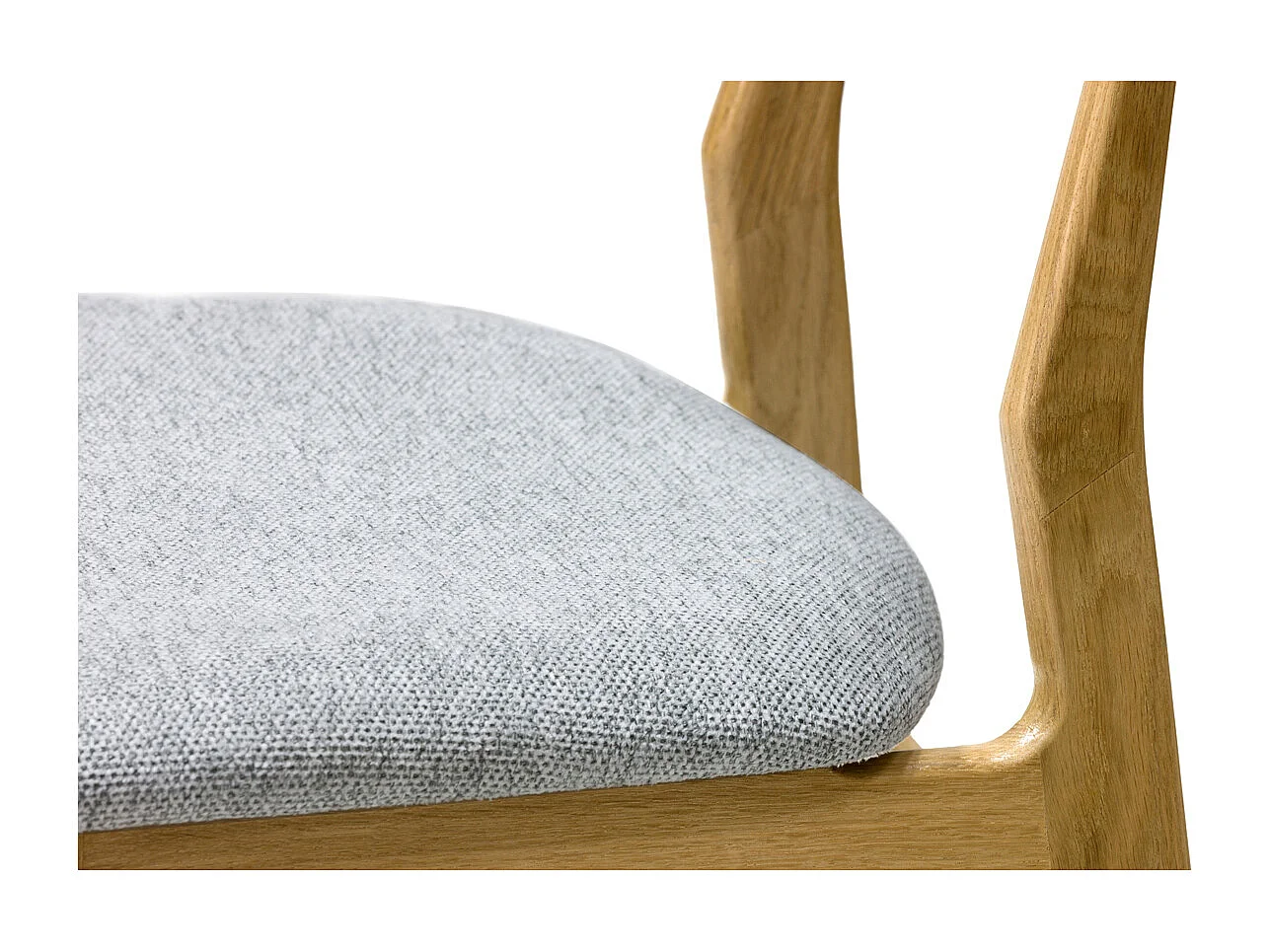 Sedie scandinave in tessuto effetto velluto testurizzato grigio chiné e legno chiaro massello di rovere (set di 2) MAYA