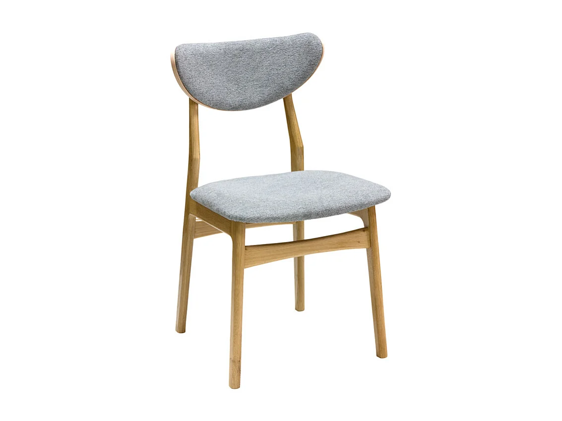 Chaises scandinaves en tissu effet velours texturé gris chiné et bois clair chêne massif (lot de 2) MAYA