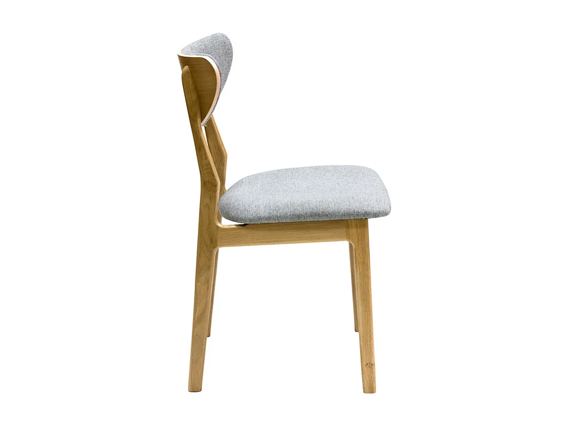 Chaises scandinaves en tissu effet velours texturé gris chiné et bois clair chêne massif (lot de 2) MAYA