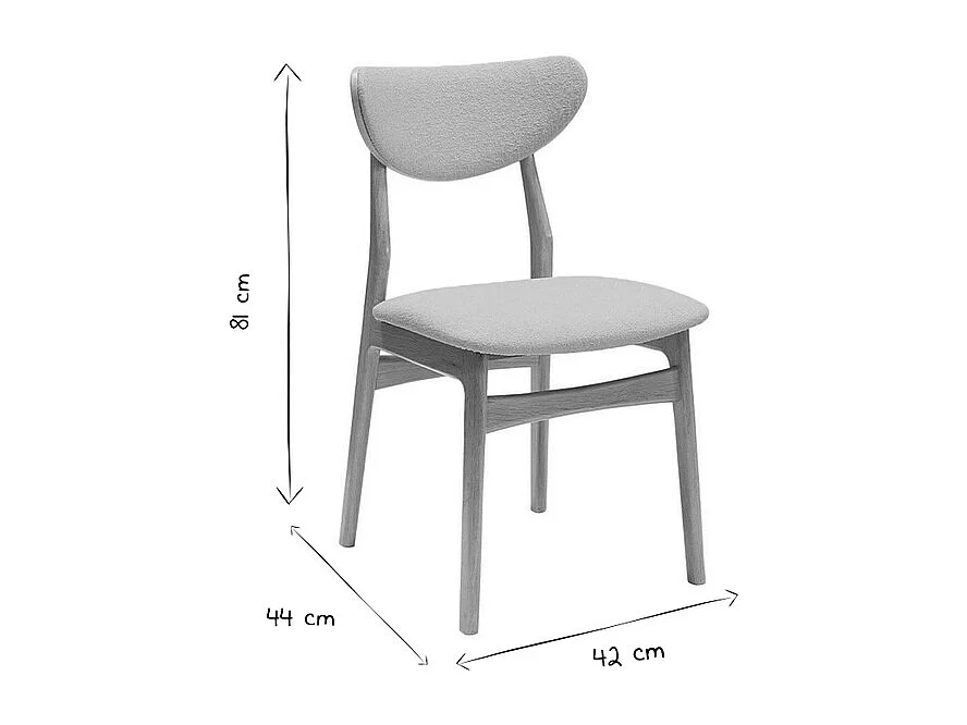 Chaises scandinaves en tissu effet velours texturé gris chiné et bois clair chêne massif (lot de 2) MAYA