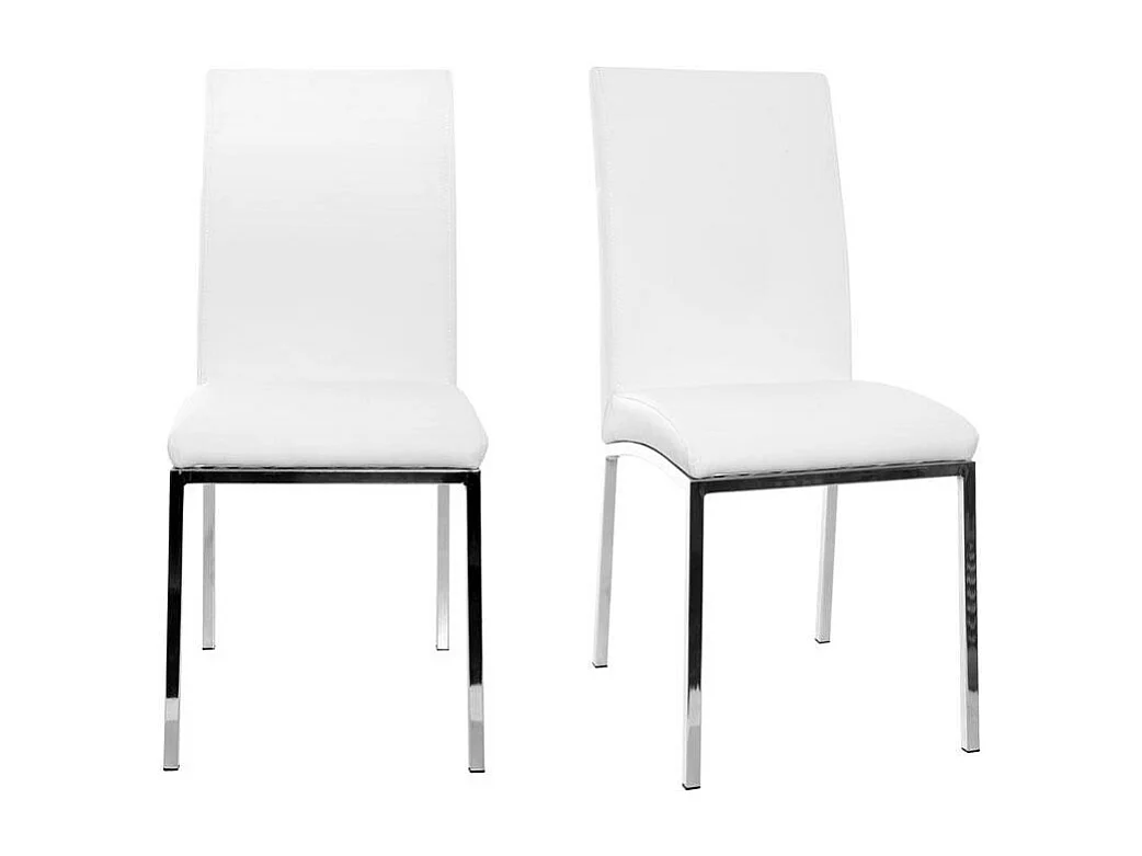 Chaises design blanc et acier chromé (lot de 2) SIMEA