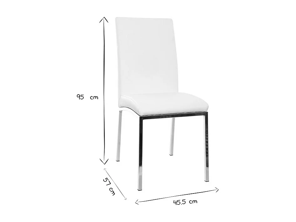 Chaises design blanc et acier chromé (lot de 2) SIMEA