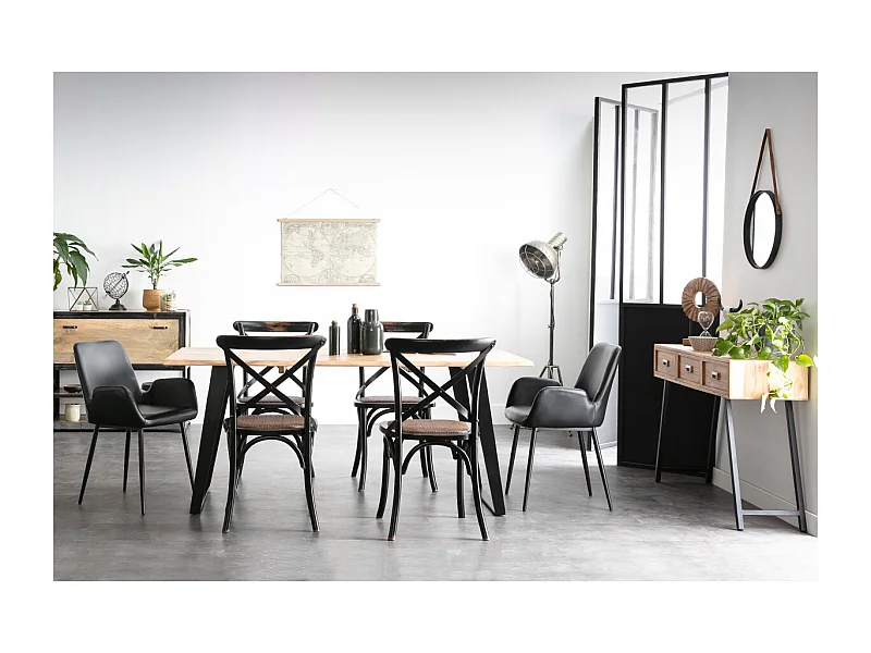 Sillones vintage negros con patas metal negro (lote de 2) TIKA