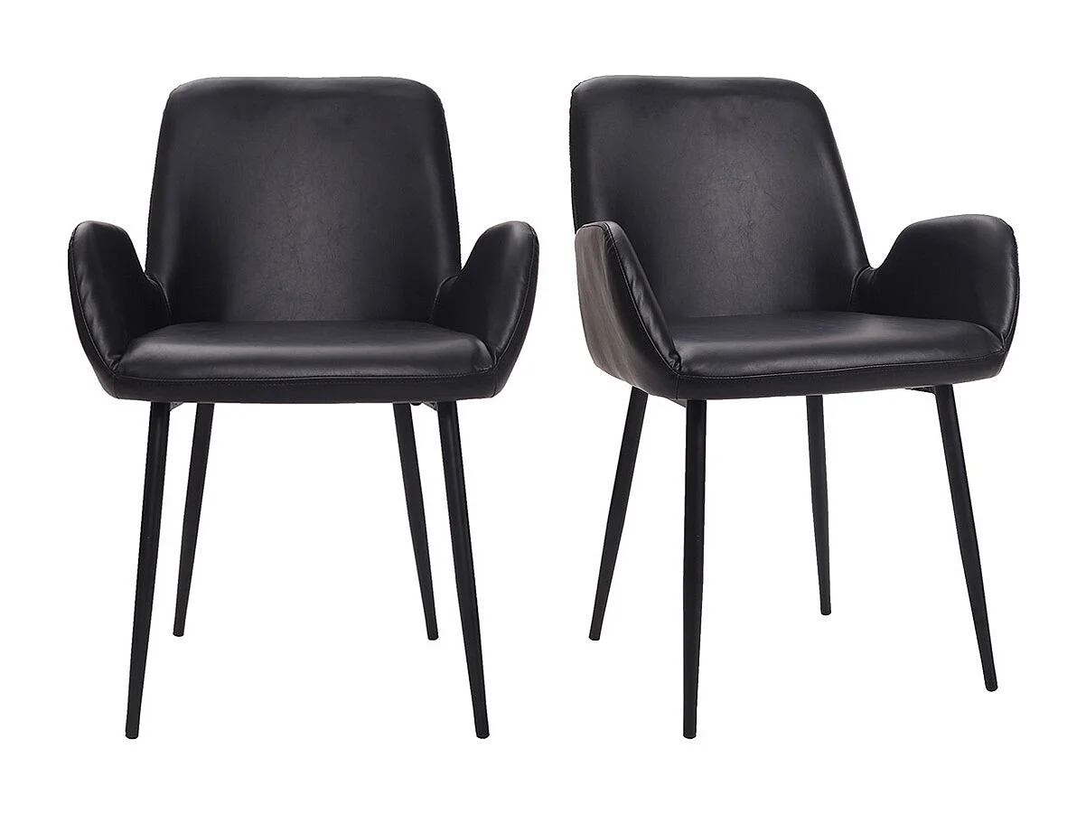 Sillones vintage negros con patas metal negro (lote de 2) TIKA