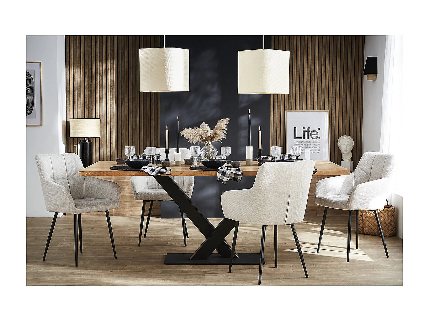 Chaises matelassées marron et métal noir (lot de 2) MONTERO