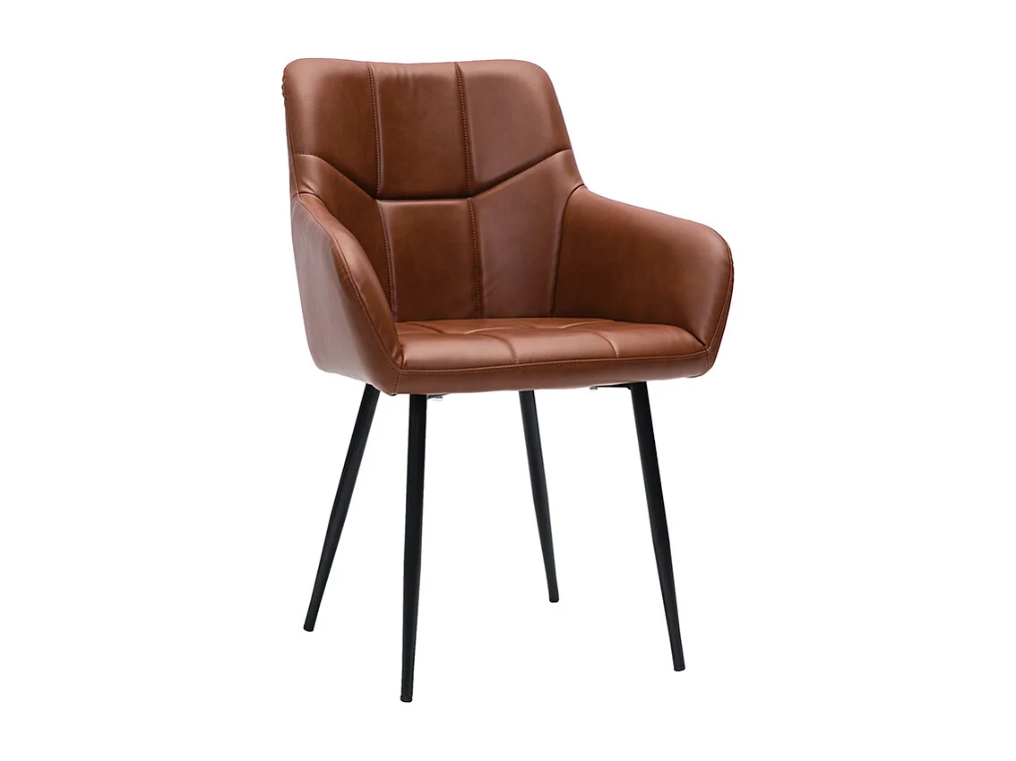 Chaises matelassées marron et métal noir (lot de 2) MONTERO