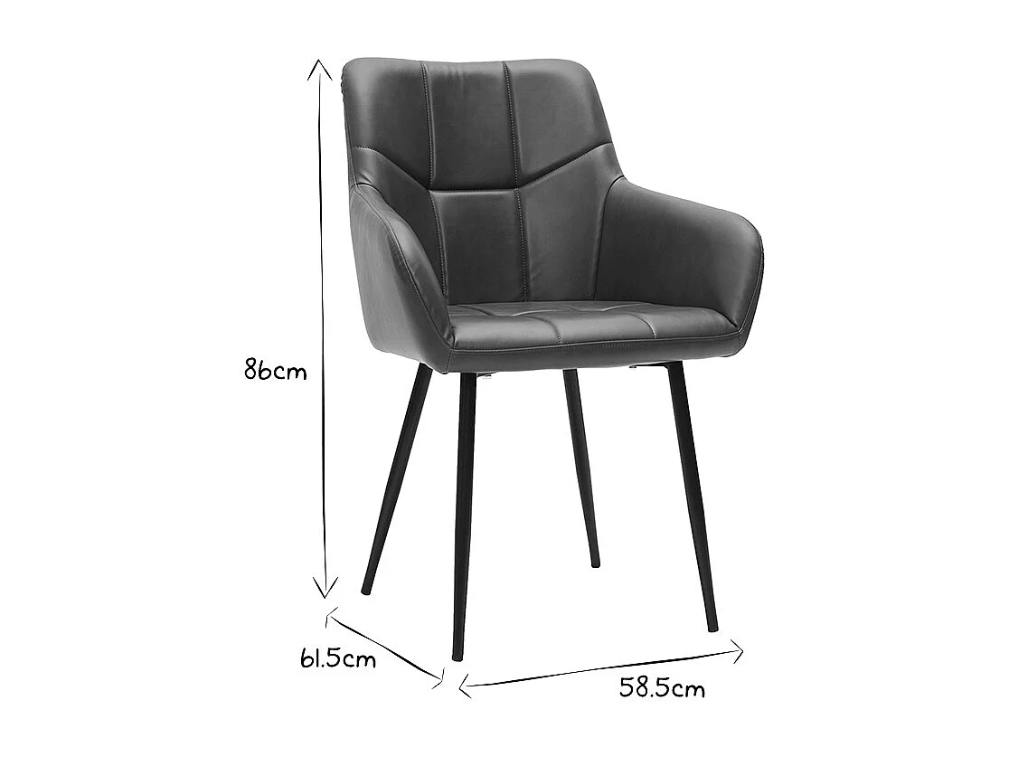 Chaises matelassées marron et métal noir (lot de 2) MONTERO