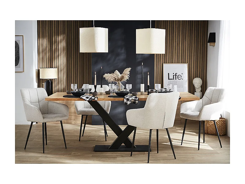 Chaises matelassées marron et métal noir (lot de 2) MONTERO