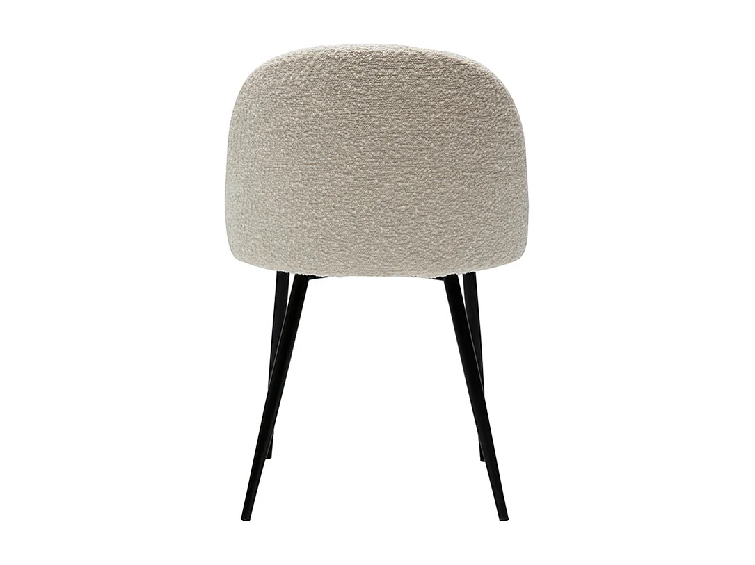 Set de 2 sillas de tejido efecto borreguillo color crudo y metal negro CELESTE