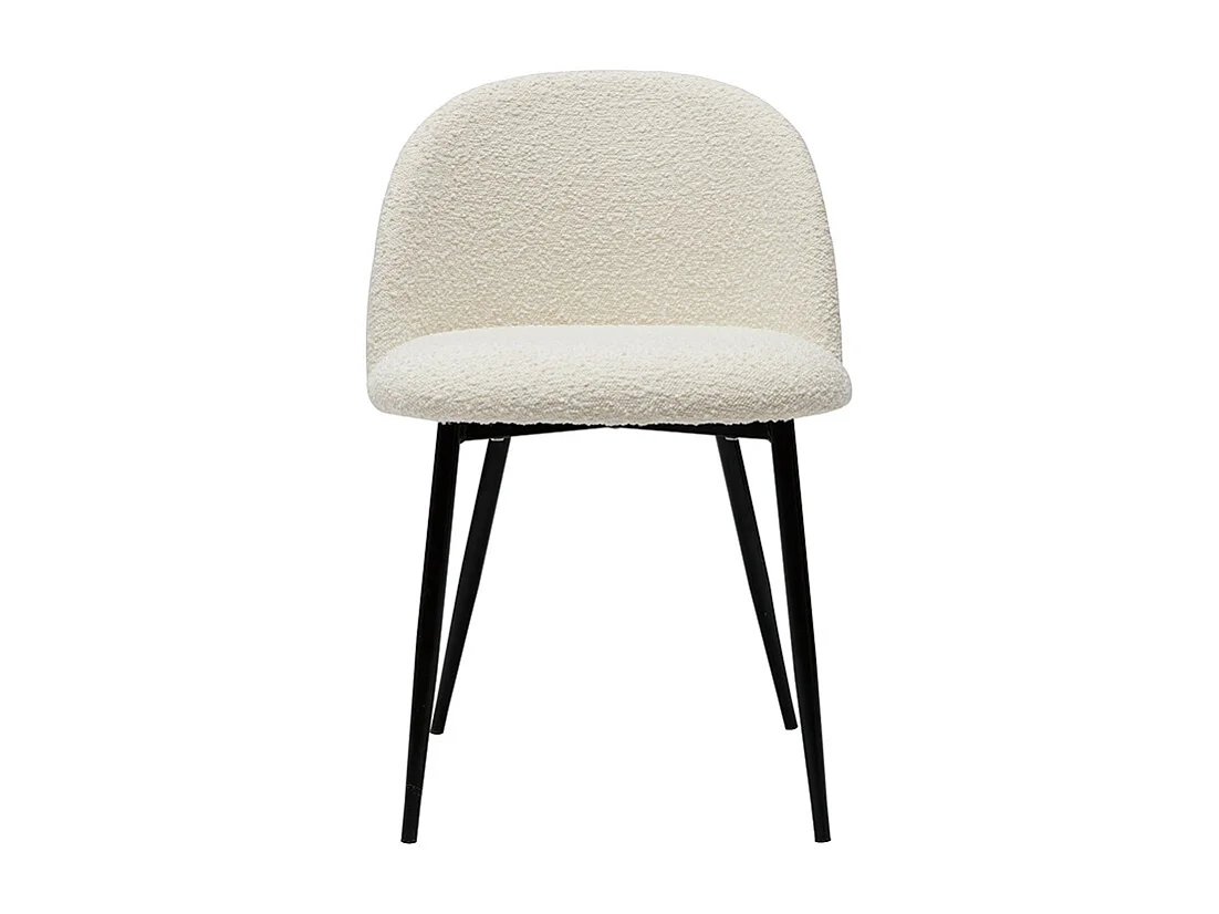 Chaises en tissu effet laine bouclée blanc cassé et métal noir (lot de 2) CELESTE