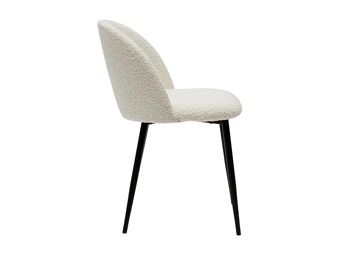 Chaises en tissu effet laine bouclée blanc cassé et métal noir (lot de 2) CELESTE