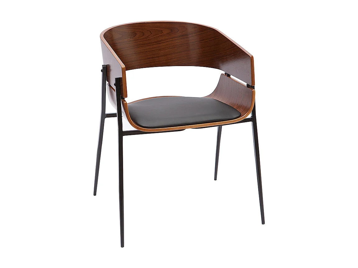 Silla de diseño negra y madera oscura WESS