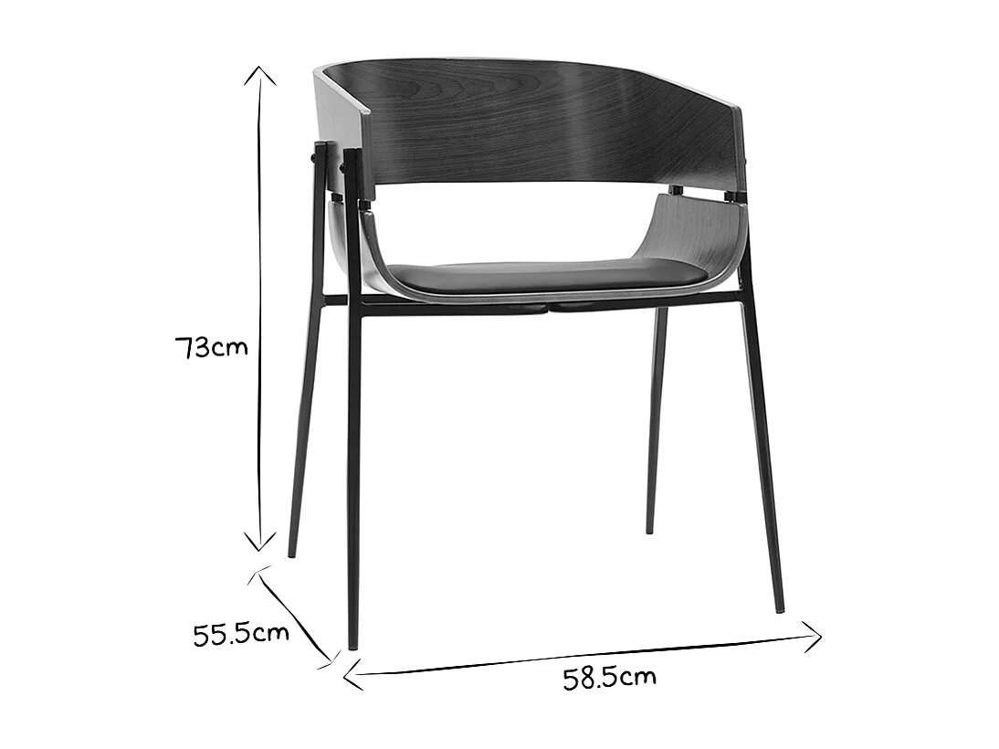 Silla de diseño negra y madera oscura WESS