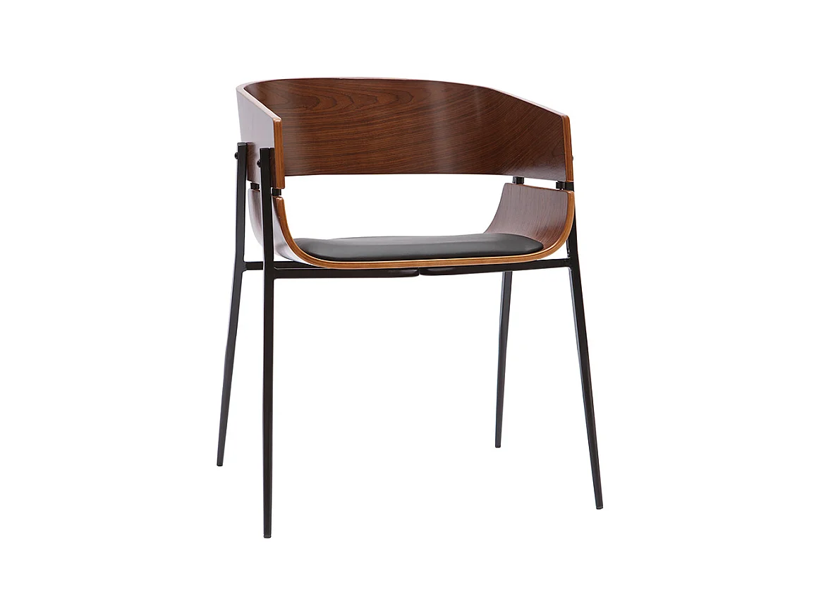 Chaise design bois foncé et métal noir WESS