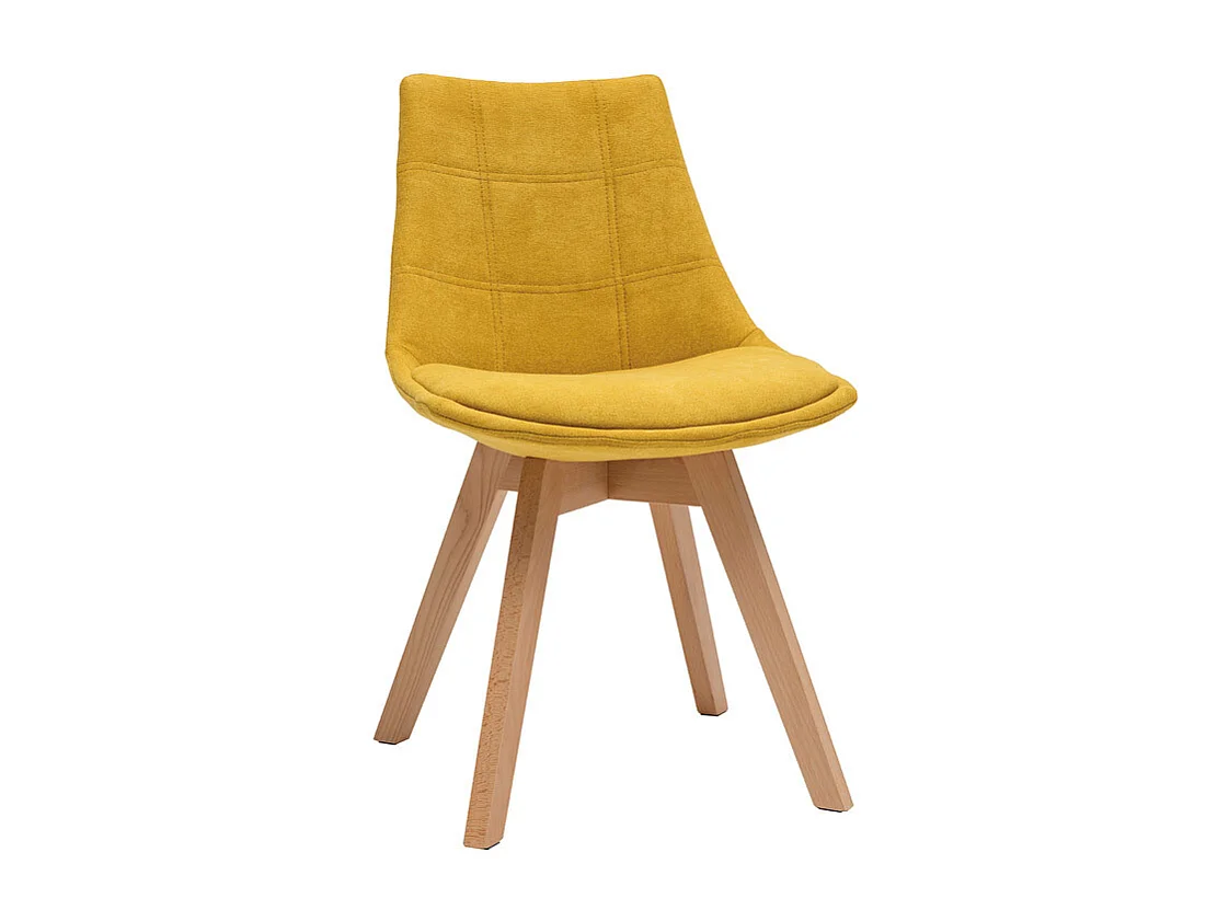 Chaises scandinaves en tissu effet velours jaune moutarde et bois clair (lot de 2) MATILDE