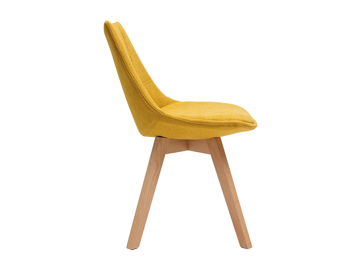 Chaises scandinaves en tissu effet velours jaune moutarde et bois clair (lot de 2) MATILDE