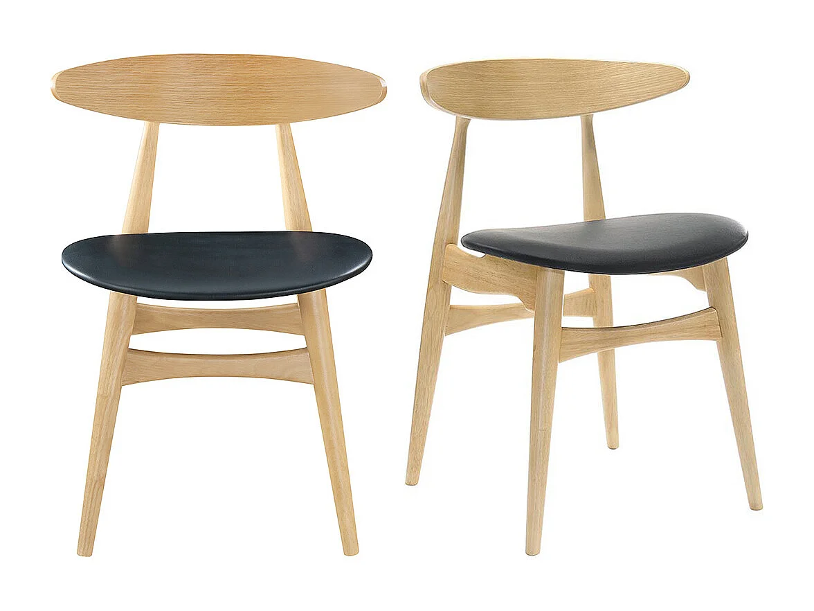 Chaises scandinaves en bois clair et noir (lot de 2) WALFORD