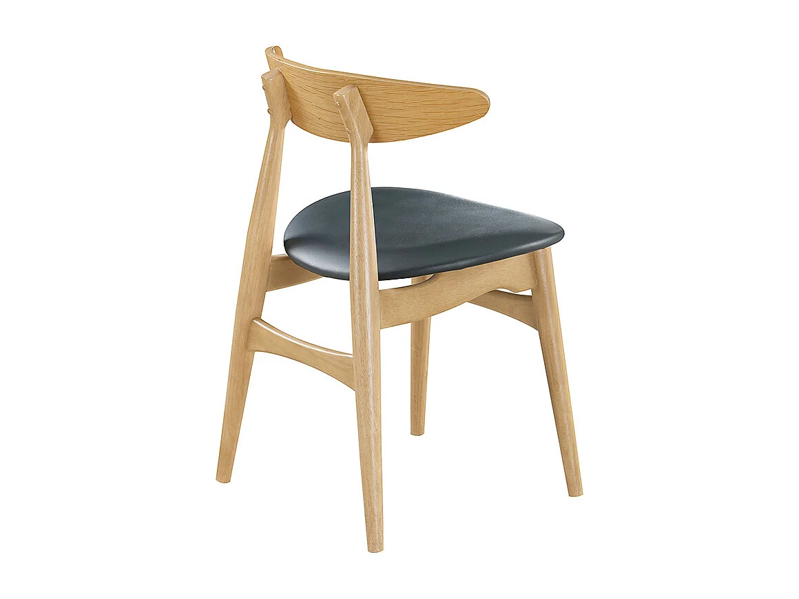 Stuhl Holz h und PU Schwarz skandinavisches / japanisches Design WALFORD