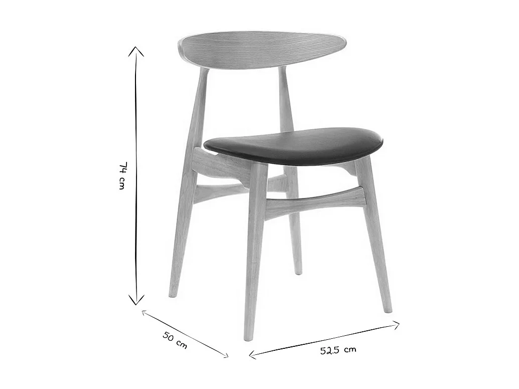 Stuhl Holz h und PU Schwarz skandinavisches / japanisches Design WALFORD