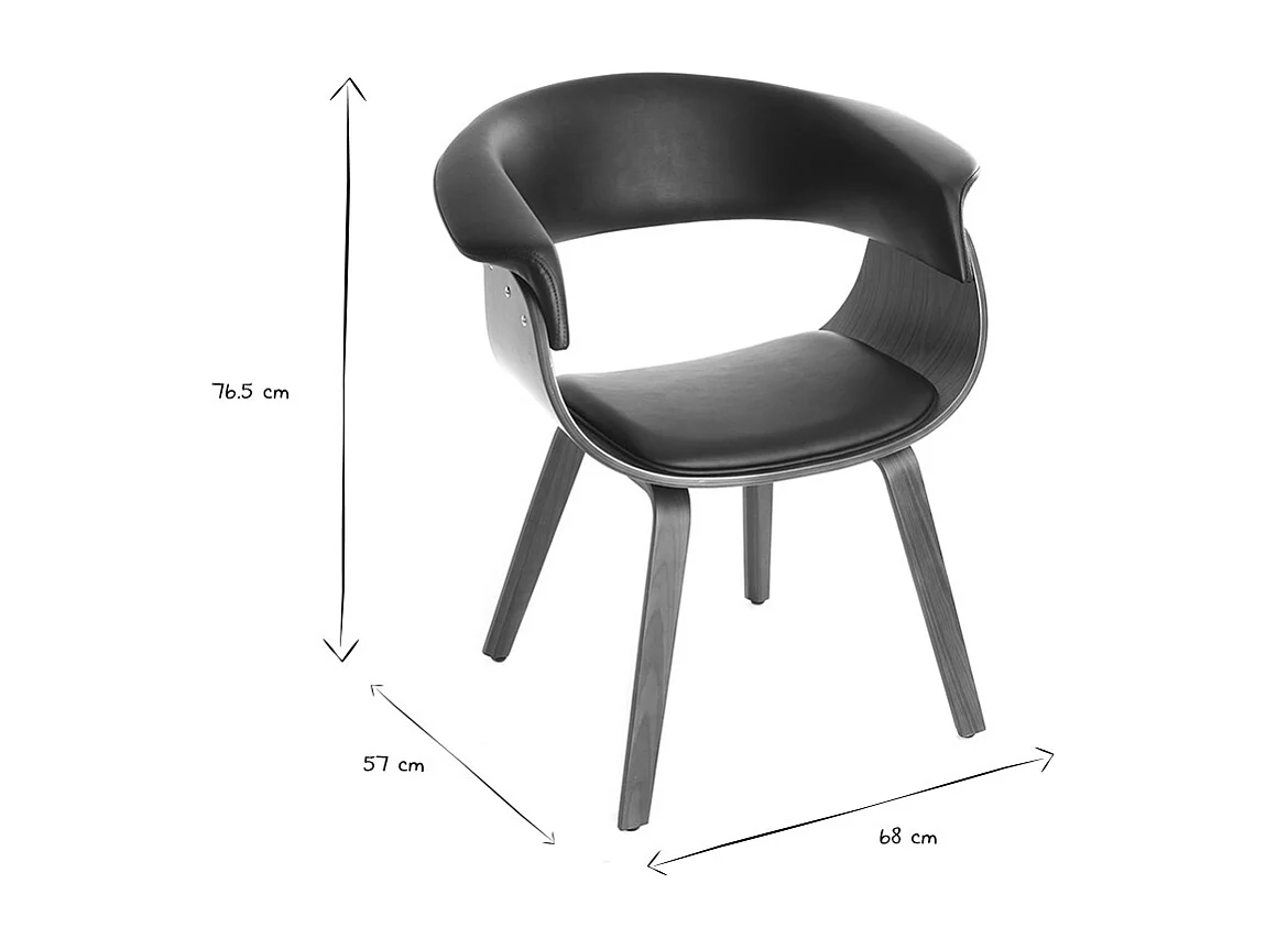 Poltrona scandinava nero e legno scuro OKTAV
