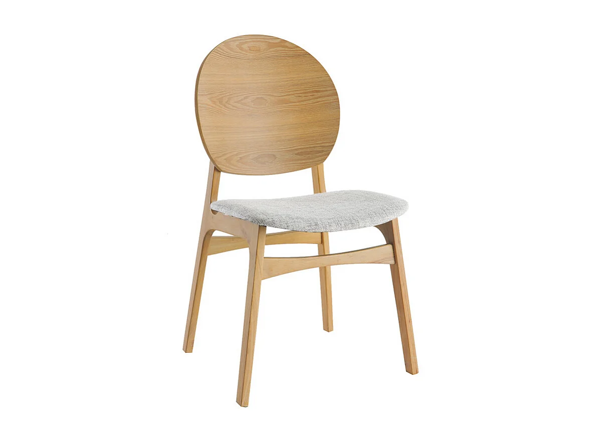 Chaises scandinaves en bois clair et tissu gris clair (lot de 2) ELTON