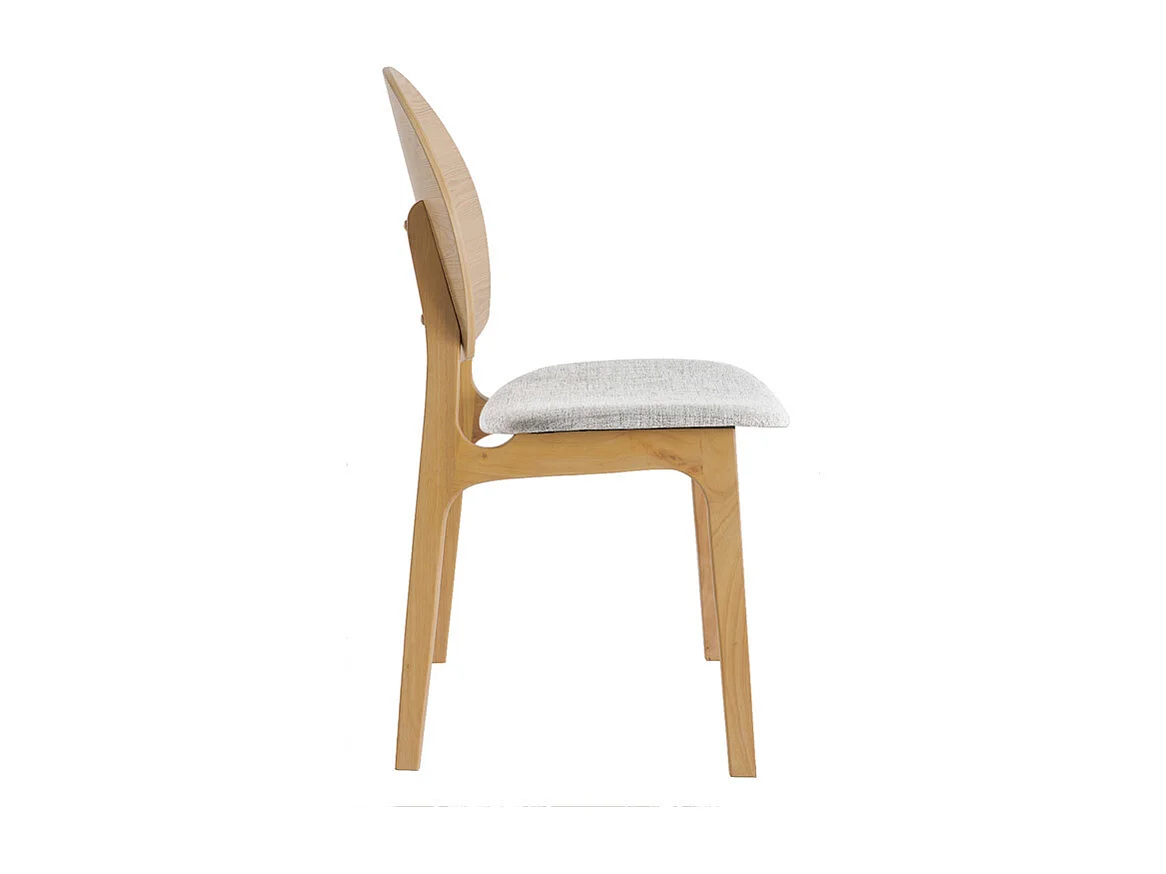 Chaises scandinaves en bois clair et tissu gris clair (lot de 2) ELTON