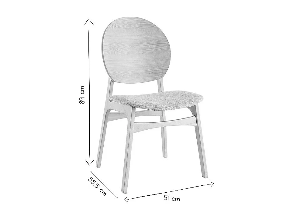 Chaises scandinaves en bois clair et tissu gris clair (lot de 2) ELTON
