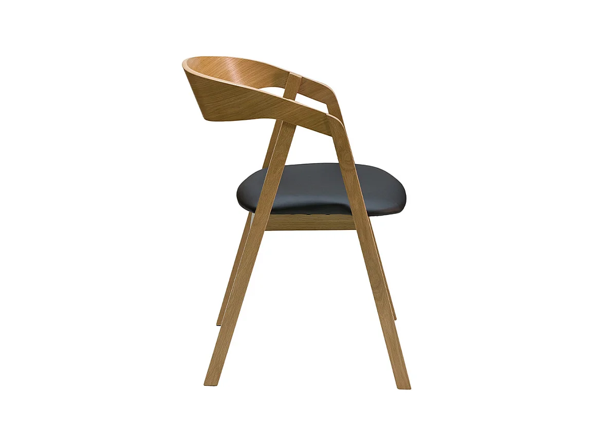 Set de 2 sillas nórdicas apilables de madera clara de roble macizo y asiento negro LOVA