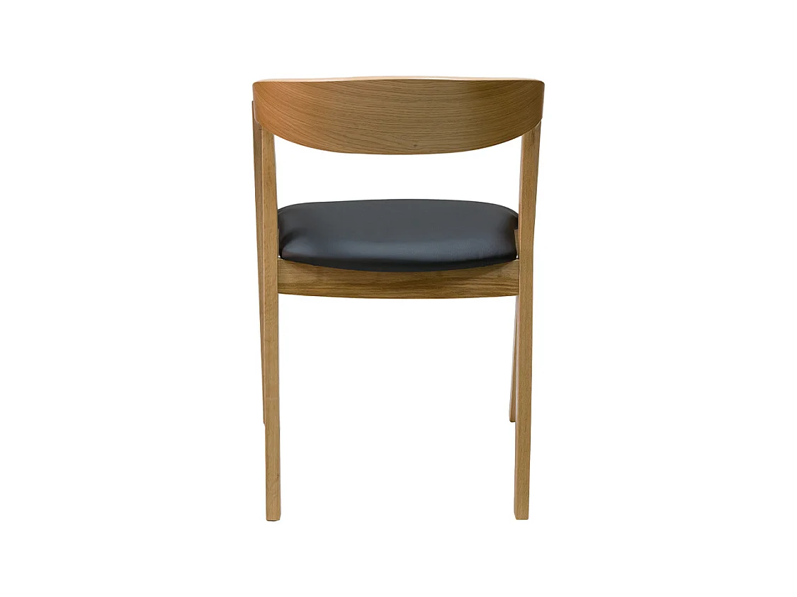 Set de 2 sillas nórdicas apilables de madera clara de roble macizo y asiento negro LOVA