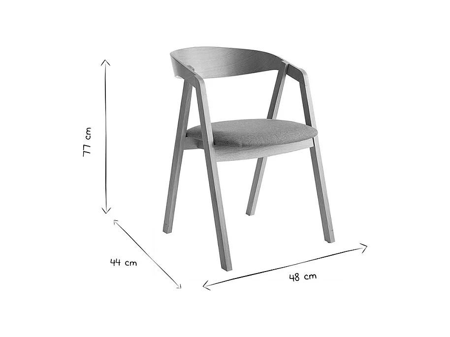 Set de 2 sillas nórdicas apilables de madera clara de roble macizo y asiento negro LOVA