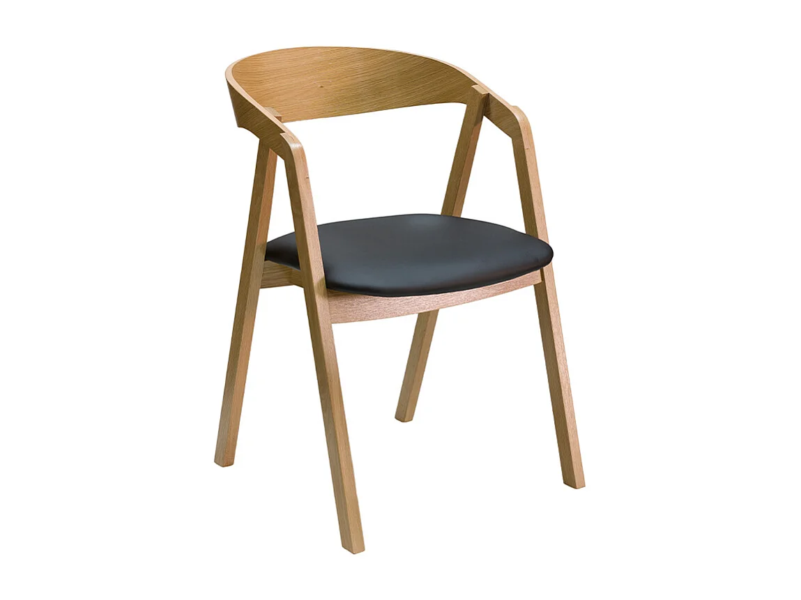 Skandinavische Stühle stapelbar aus hellem Eichenholz und schwarzem Stoff (2er-Set) LOVA