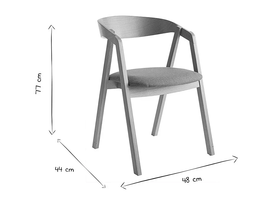 Skandinavische Stühle stapelbar aus hellem Eichenholz und schwarzem Stoff (2er-Set) LOVA