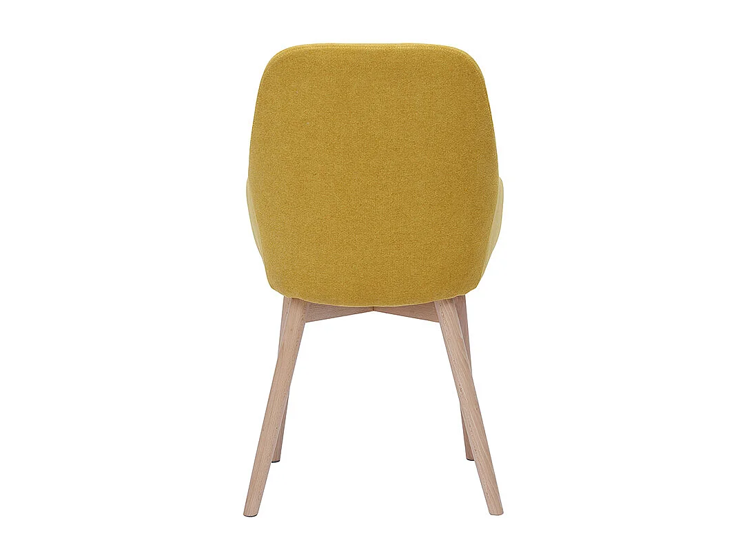 Fauteuils scandinaves en tissu effet velours jaune moutarde et bois clair massif (lot de 2) HOLO