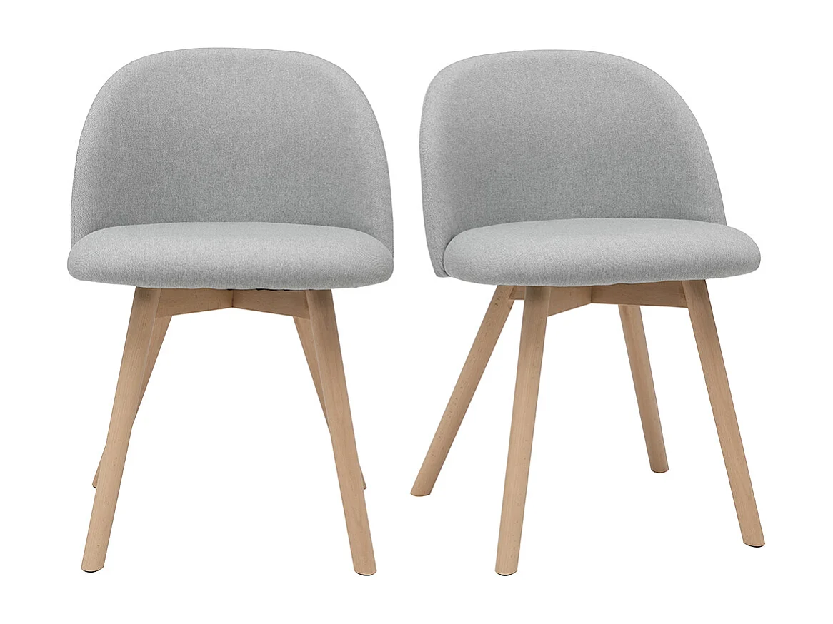 Chaises scandinaves en tissu gris clair et bois clair massif (lot de 2) CELESTE