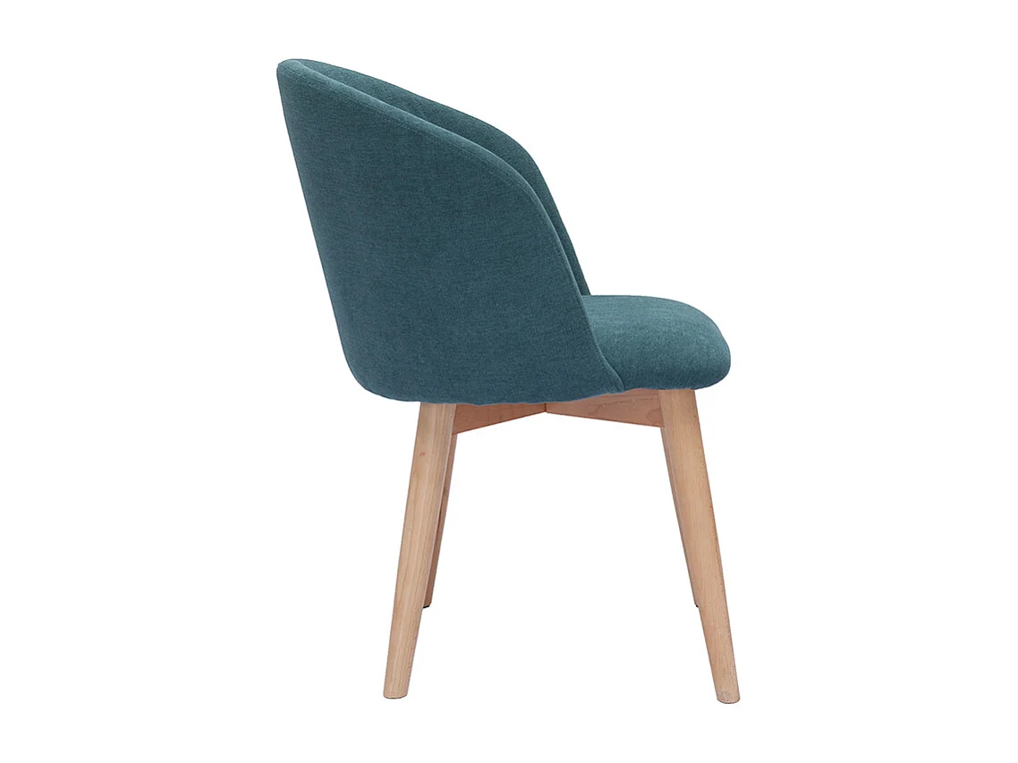 Skandinavische Stühle aus entenblauem Stoff mit Samteffekt und hellem Massivholz (2er-Set) VANITY