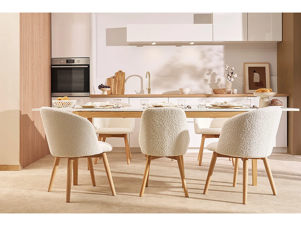 Chaises scandinaves en tissu effet velours bleu canard et bois clair massif (lot de 2) VANITY