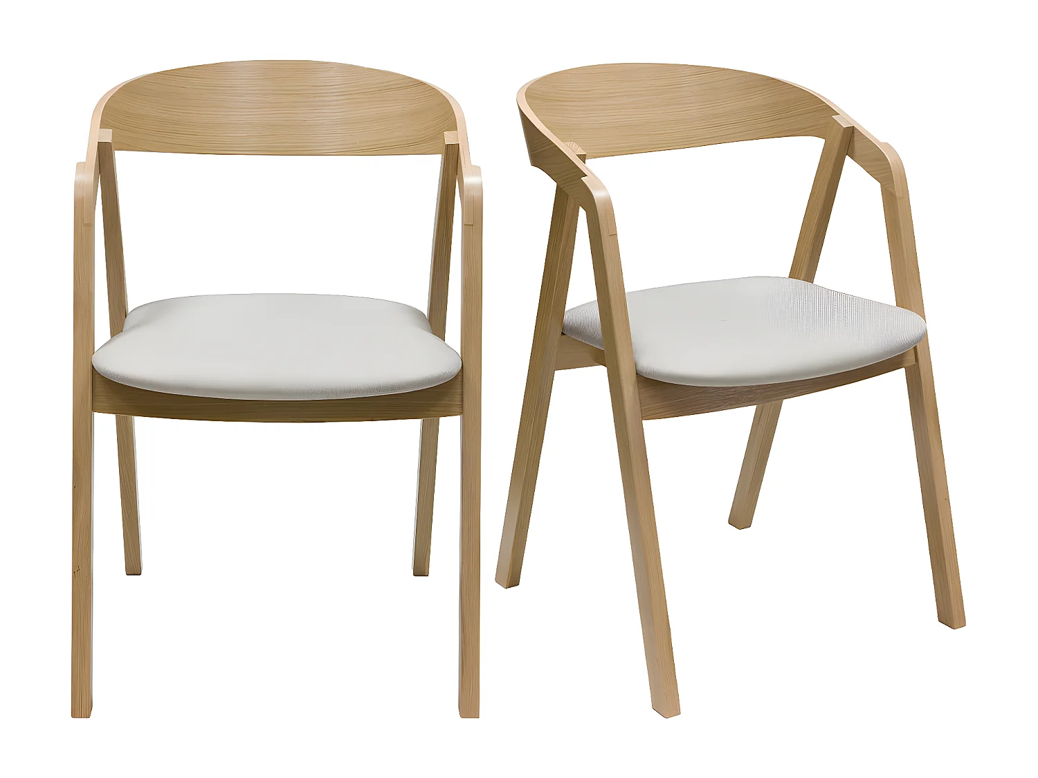 Chaises scandinaves empilables en bois clair chêne et tissu beige (lot de 2) LOVA
