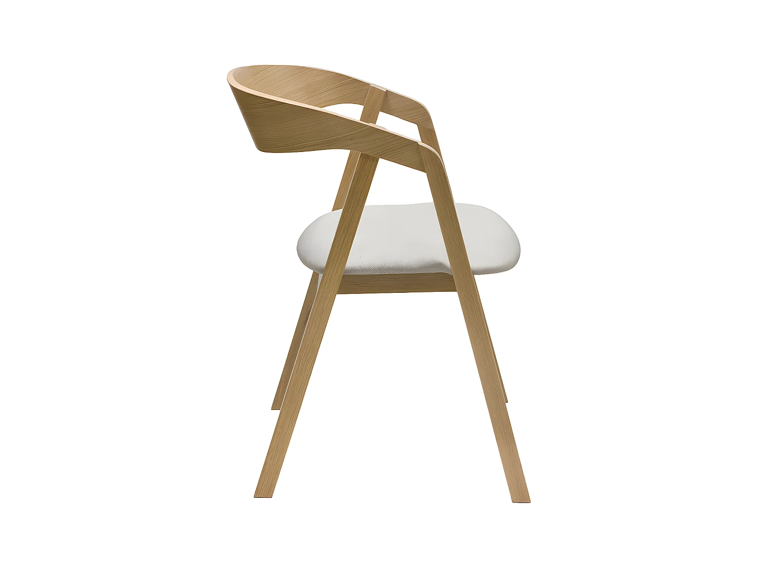 Set de 2 sillas nórdicas de madera clara de roble macizo y tela beige LOVA