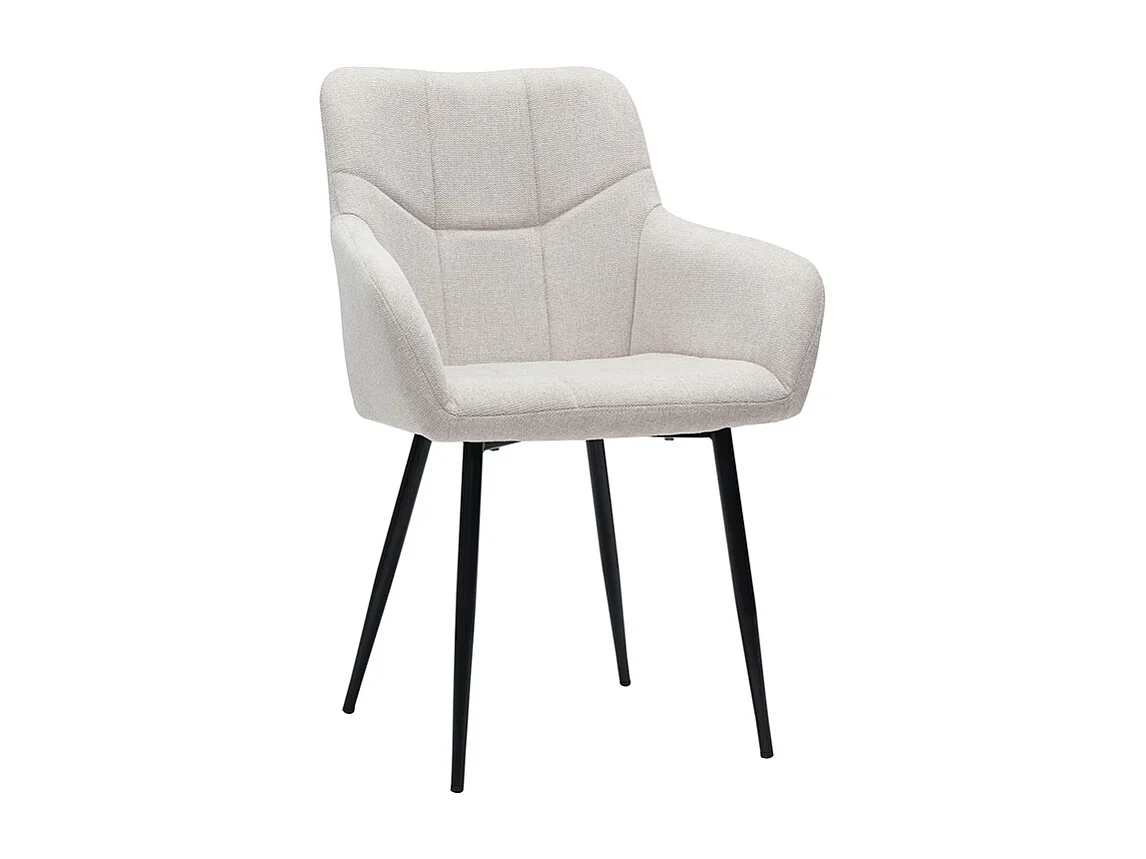 Set de 2 sillas acolchadas de diseño de tejido efecto aterciopelado texturizado beige y metal negro MONTERO