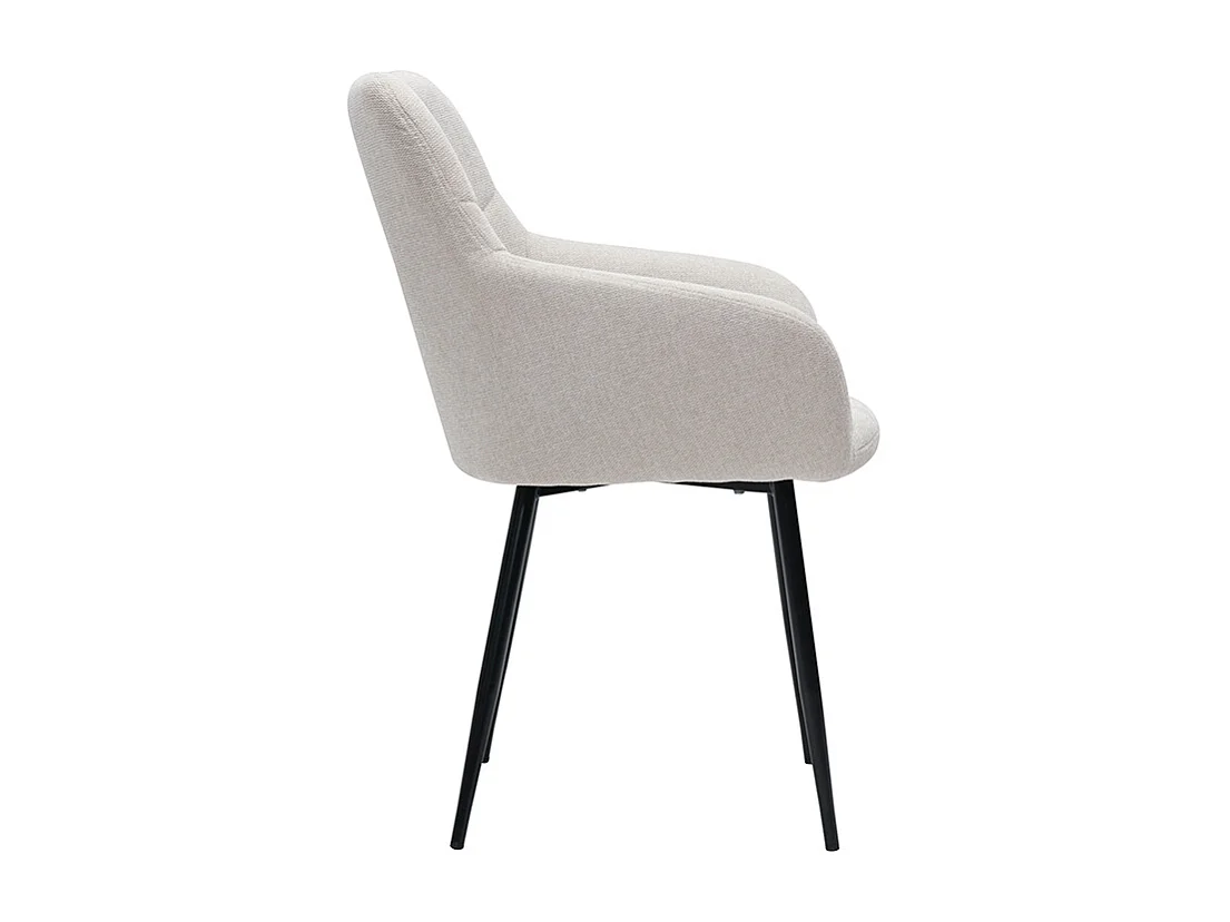 Set de 2 sillas acolchadas de diseño de tejido efecto aterciopelado texturizado beige y metal negro MONTERO