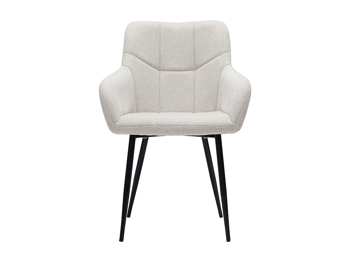 Design-Stühle Stoff mit strukturiertem Samteffekt in Beige und schwarze Metallfüße (2er-Set) MONTERO