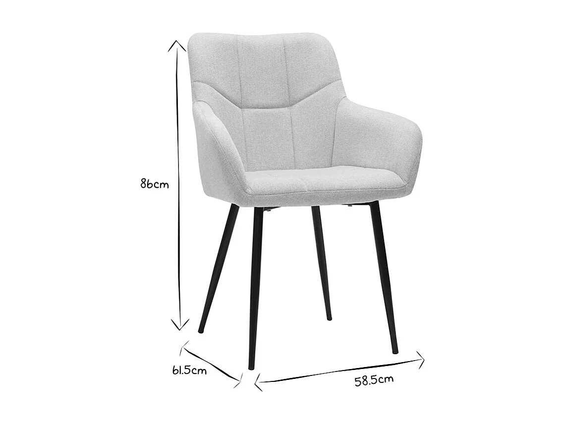 Design-Stühle Stoff mit strukturiertem Samteffekt in Beige und schwarze Metallfüße (2er-Set) MONTERO