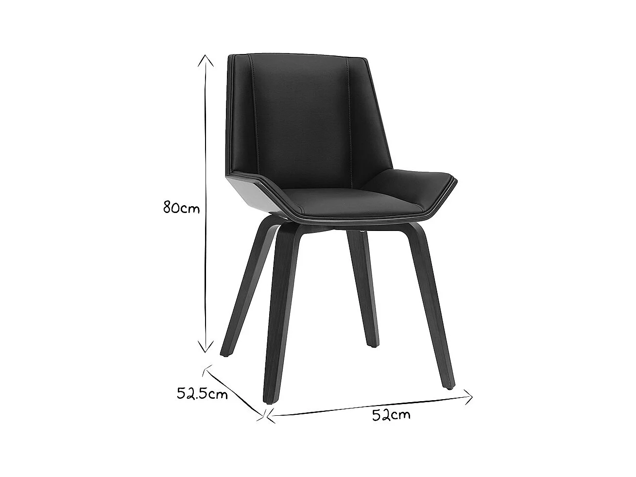 Chaise design noir et bois foncé noyer MELKIOR
