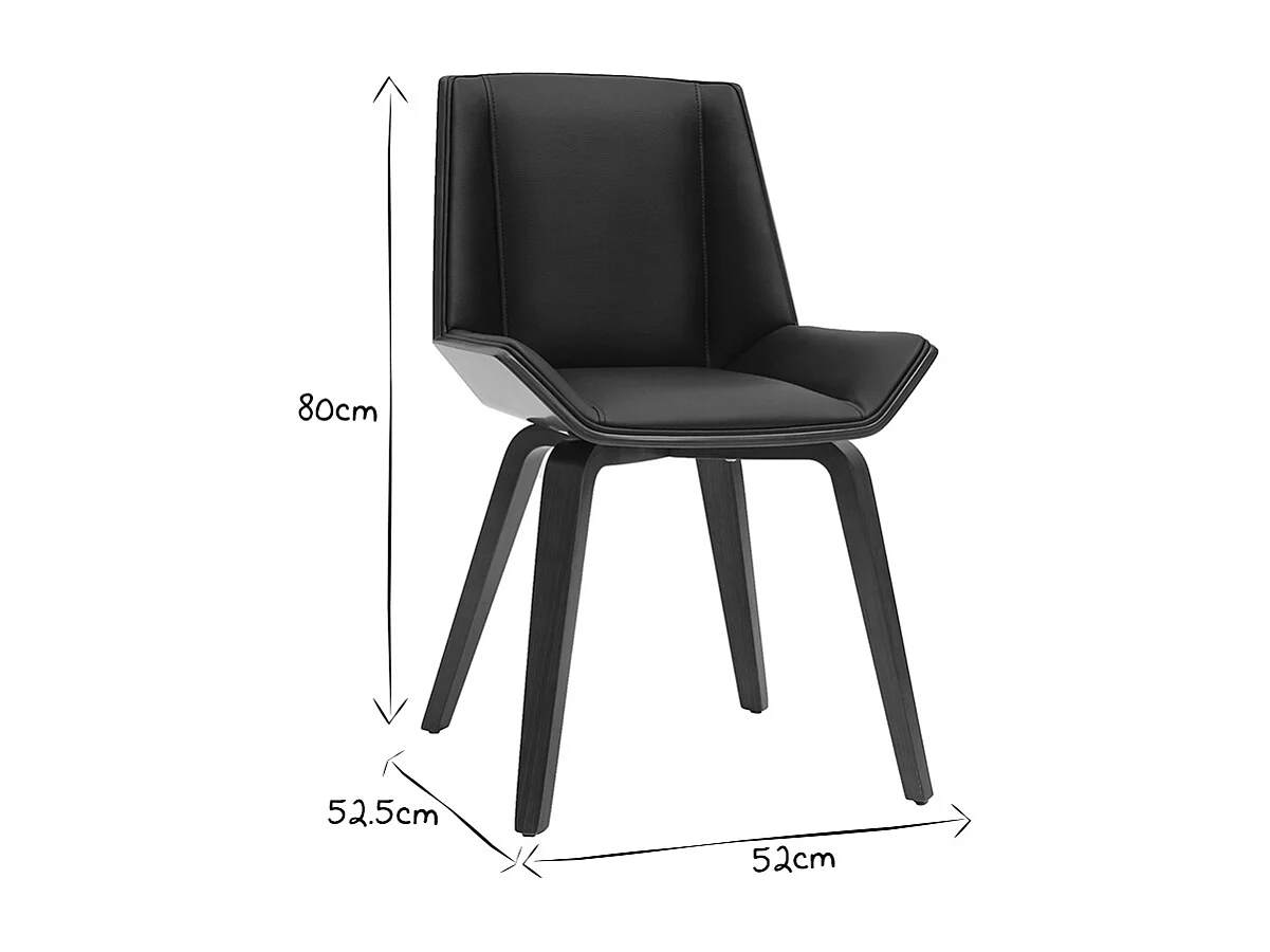 Sedia di design nera e legno scuro MELKIOR