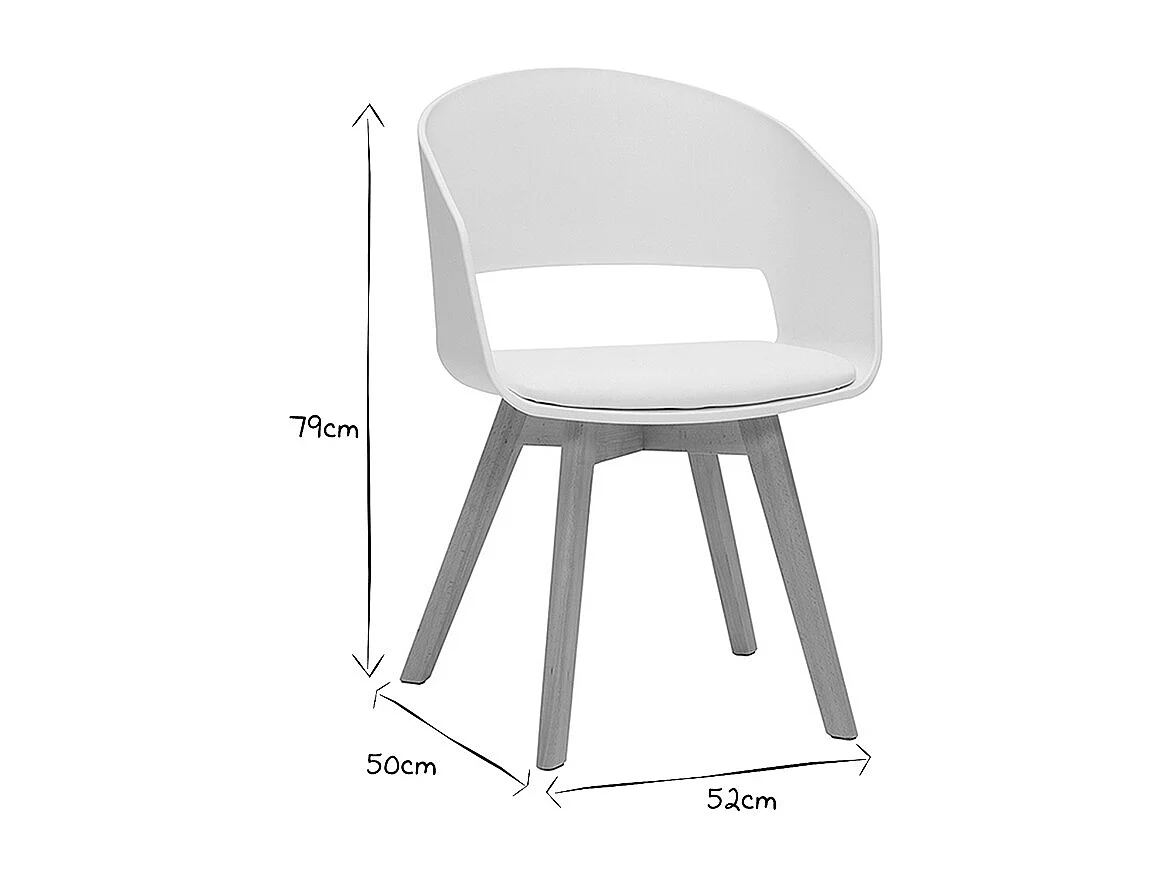 Sedia scandinava bianco e legno chiaro PRISMA
