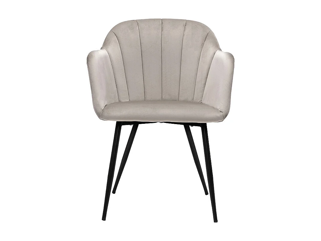 Chaise design en tissu velours taupe et métal noir MILLY